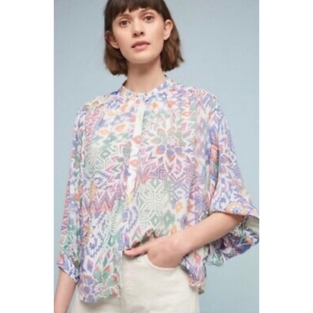 Anthropologie Maeve Ikat Brynna Dolman Sleeve Blouse